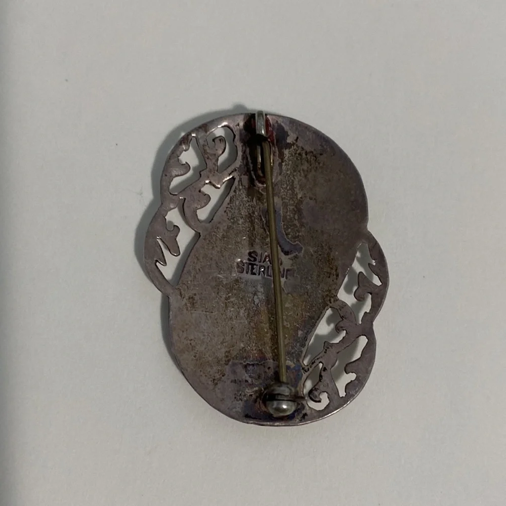 VTG Sterling Silver Niello Siam Pendant Brooch - Picture 5 of 8